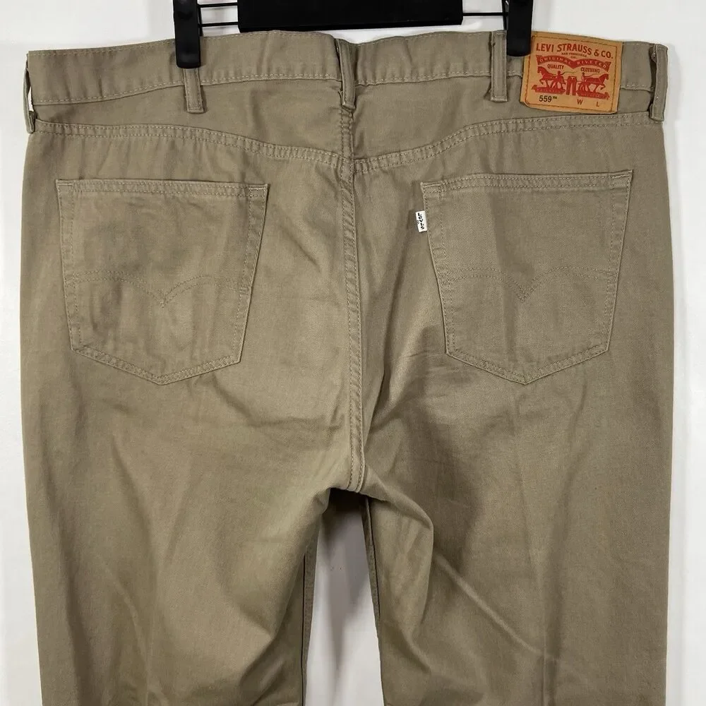Levi's 559 Relaxed Fit Straight Leg Jeans Mens Size 42x34 Beige Tan White Tab